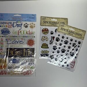 Dog themed stickers and crafting items.